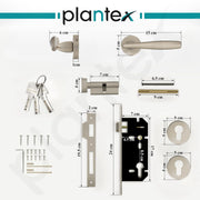Plantex Mortise Door Lock for Home/Main Door Lock Set for Home & Bedroom/Premium Door Handle Lock with Brass Lock Body & Cylinder (7135, Satin White)