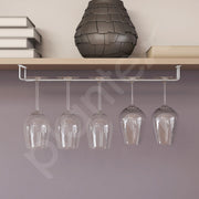 Plantex Stainless Steel Wine Glass Rack/Holder Upside Down Glass Hanging Organizer/Glass Hanging Stand for Pubs/Kitchen/Bars - (Single Line - L20 x W4.5 Inches), Tiered Shelf