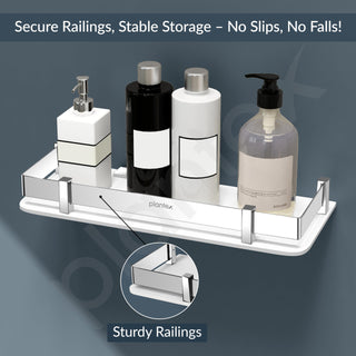 Plantex Acrylic Multipurpose Bathroom Shelf/Rack for Living Room/Wall Mount Storage Shelf - Bathroom Accessories Items (White, 12x6 inches)