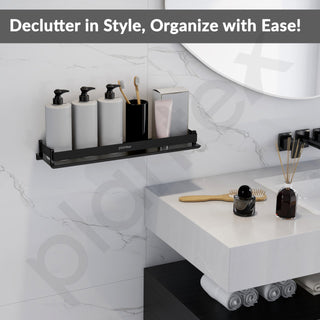Plantex Stainless Steel Shelf for Bathroom/Multipurose Bath Room Wall Shelf/Bathroom Organiser with Drill (18 x 5 Inch, Black)