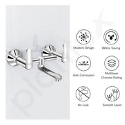 Plantex Pure Brass Non Telephonic Wall Mixer with Water Saving Nozzle/Mixer Tap for Bathroom with Brass Wall Flange and Teflon Tape (Dol-2319-Chrome)