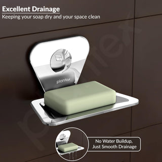 Plantex Pyramid Stainless Steel Soap Dish/Soap Stand/Bathroom Soap Holder/Soap Case Bathroom Accessories (Chrome)