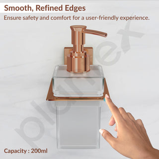 Plantex 304 Grade Stainless Steel Liquid Soap Dispenser for Bathroom/Frosted Glass Liquid Shampoo Dispenser/Hand wash Dispenser/Bathroom Accessories - Pack of 1 (Crystal, PVD Rose Gold)