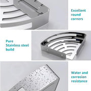 Plantex Stainless Steel Corner/Bathroom Shelf/Kitchen Shelf/Wall Mount (8x8 Inches) - Chrome