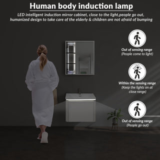 Plantex Plywood Rectangle Vanity with Basin/Unbrekable Wash Basin with Cabinet/Bathroom Organizer for Home with Coupling, Mirror and Cabinet Motion Sensor Light (NZBC-13)