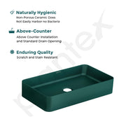 Plantex Ceramic Rimless Wall Hung Western Commode with Rectangular Ceramic Washbasin Combo/P Trap Commode for toilet/Tabletop Wash Basin for Bathroom (Aqua Green)