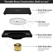 Plantex Solid Brass Floor Drainer for Bathroom/Shower Drain Cover/Floor Trap/Jali for Bathroom/Kitchen with Anti Foul Cockroach Trap - (Black, 5 x 5 Inch)
