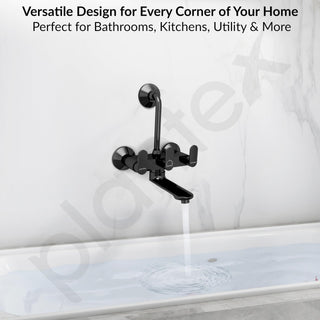 Plantex Brass Wall Mixer for Bathroom with L-Bend Connector for Shower/Mixer Tap/Mixer for Bathroom with 7-Year Manufacturer's Warranty-(Orn-218- Pvd Black)