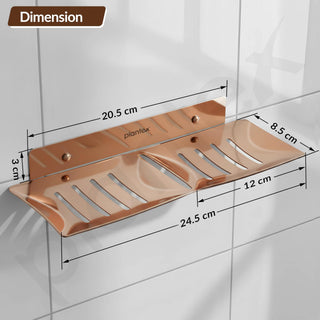 Plantex Stainless Steel Double Soap Dish/Stand/Holder/Tray for Bathroom and Kitchen/Bathroom Accessories - Wall Mount (Rose Gold)