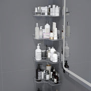 Plantex Self Adhesive Corner Shelf for Wall/Stainless Steel Bathroom Shelf/Kitchen Corner Shelf/Bathroom Organizer Without Drill-Pack of 4 (Chrome)