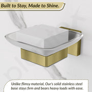 Plantex Stainless Steel Glass Soap Dish for Bathroom/Soap Holder/Soap Case/Soap Stand for Kitchen/Bathroom Accessories - Aqua (Brass Antique)
