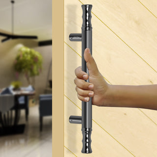 Plantex Main Door Handle - Pull/Push Handle for Wooden & Glass Door - 14 Inch - Gray Glossy - Stainless Steel - 3 Years Warranty