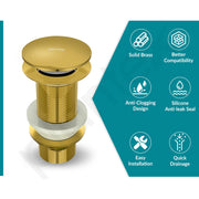 Plantex Solid Brass 3 Inch Waste Coupling for Wash Basin/Full Thread Basin Waste Coupling/Waste Coupling Gold- Pack of 1 (PVD Gold)