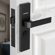 Plantex Stainless Steel Door Lock Ã¢â‚¬â€œ Bathroom Door Lock/Mortise 8inch Keyless Plate Handle Set for Home/Bathroom/Store Room/Balcony/Office - Pack of 1 (DTM-661, Z-Black)