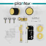 Plantex Main Door Mortise Lock/Brass Heavy Duty Door Knob Lock/Pull Handle Set for Home/Office - Door Accessories (Gold - Black)