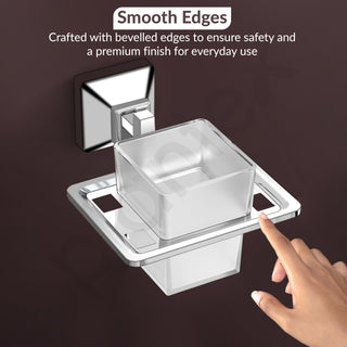 Plantex 304 Grade Stainless Steel Tooth Brush Holder/ABS Tumbler Holder/Tumbler Stand/Bathroom Accessories - Squaro (Chrome)