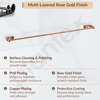 Plantex Smero Pure Brass Towel Hanger for Bathroom/Towel Stand/Single Towel Rod/Bathroom Accessories - Smart (24 Inch-PVD Rose Gold)