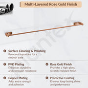 Plantex Smero Pure Brass Towel Hanger for Bathroom/Towel Stand/Single Towel Rod/Bathroom Accessories - Smart (24 Inch-PVD Rose Gold)