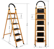 Plantex Premium GI 6-Step Ladder for Home/Foldable Steel Ladder - Wide Anti Skid Step Ladder -All Weather Resistant(Yellow)