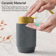 Plantex Soap Dispenser for Washbasin Ceramic/Hand Wash Soap Dispenser for Bathroom with ABS Material Head Pump Bathroom Accessories - Grey & Gold (Pack of 1)