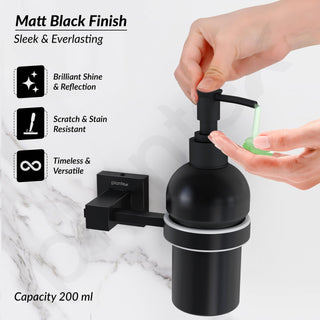 Plantex 304 Grade Stainless Steel Hand Wash Holder for Wash Basin Liquid Soap Dispenser/Bathroom Accessories - Splash (Black)