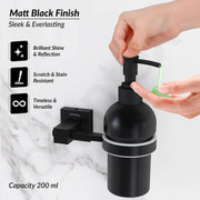 Plantex 304 Grade Stainless Steel Hand Wash Holder for Wash Basin Liquid Soap Dispenser/Bathroom Accessories - Splash (Black)
