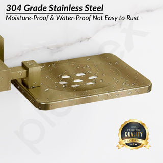 Plantex 304 Grade Stainless Steel 2in1 Soap Dish with Tooth Brush Holder/Soap Stand/Tumbler Holder/Bathroom Accessories - Wall Mount (Brass Antique)