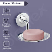 Plantex 304 Grade Stainless Steel Soap Holder for Bathroom/Wall Mounted Soap Holder/Soap Dish/Bathroom Accessories - Daizy (Chrome)