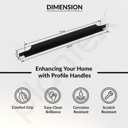 Plantex Profile Handle for Kitchen Cabinet/26 Inch Alluminium Drawer Profile Handle/Wardrobe Pull Handle for Home/Office/Hotel - Pack of 3 (Black)