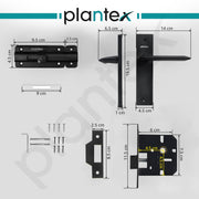 Plantex Heavy Duty Door Lock ÃƒÂ¢Ã¢â€šÂ¬Ã¢â‚¬Å“ Bathroom Door Lock/Mortise 8inch Keyless Plate Handle Set for Home/Bathroom/Store Room/Balcony/Office with Baby Latch (8105, Z-Black)