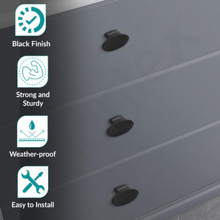 Plantex Knobs for Drawer/Small Drawer Knobs/Knobs for Cabinets/Pull-Push Knobs for Kitchen/Bedroom Drawer - Pack of 3 (Oval, Black)