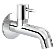 Plantex Pure Brass ICO-902 Bib Cock Water Tap with Water Saving Aerator/Water Tap for Bathroom with Brass Wall Flange and Teflon Tape- 7 Year Warranty (Long Body-Chrome)