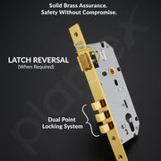 Plantex Door Lock Set with Keys/Mortise Door Lock for Home/Office/Hotel - Pack of 1 (OHMH-21, Brass Antique & PVD Gold)