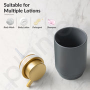 Plantex Soap Dispenser for Washbasin Ceramic/Hand Wash Soap Dispenser for Bathroom with ABS Material Head Pump Bathroom Accessories - Grey & Gold (Pack of 1)