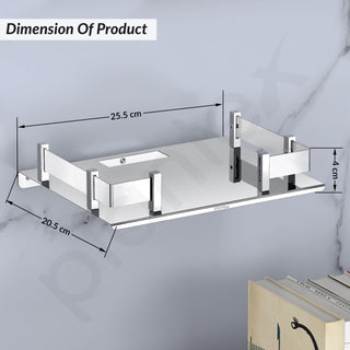 Plantex Stainless Steel Set Top Box Shelf for Wall/Multi-Functional Shelf for Home - 8 x 10 inch (Chrome Finish)