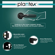 Plantex Triple Security Door Lock For Home/Main Door Lock Set Knob Handle With 3 Years Of Warranty/Mortise Lock For Door With Brass Lock Body&Cylinder(7106-Black)