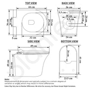 Plantex Platinum Ceramic Wall Hung Western Commode/Rimless Washdown Commode for Toilet/Western Toilet With Soft Close Toilet Seat - P Trap (Thunder)