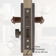 Plantex Heavy-Duty Door Lock Set - Main Door Lock Handle Set/Mortise Lock with 3 Keys, Brass Lock Body & Cylinder (8124 - Satin Black & PVD Choco)