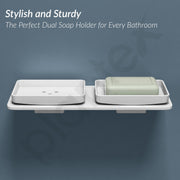 Plantex 5mm Acrylic Double Soap Dish/Soap Holder/Soap Stands for Bathroom & Kitchen/Bathroom Accessories - Wall Mount (White)