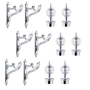 Plantex Heavy Duty Curtain Rod Holder/Aluminium Curtain Brackets/Diamond Shape Curtains Holder (Chrome - 3 Pair)