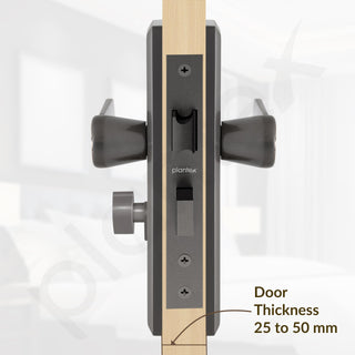 Plantex Heavy-Duty Door Lock Set/Main Door Lock Handle Set/6-Lever Lock Mechanism Mortise Lock with 3 Keys/Brass Lock Body & Cylinder (PTP-07, Satin Black & Rose Gold)