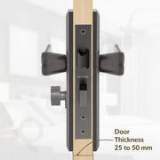 Plantex Heavy-Duty Door Lock Set/Main Door Lock Handle Set/6-Lever Lock Mechanism Mortise Lock with 3 Keys/Brass Lock Body & Cylinder (PTP-07, Satin Black & Rose Gold)