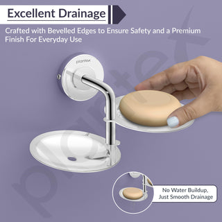 Plantex 304 Grade Stainless Steel Double Soap Holder for Bathroom/Soap Stand for Bathroom Wall/Soap Dish/Bathroom Accessories - Daizy (Chrome)