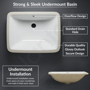 Plantex Basin for Bathroom/Under Mount Ceramic Wash Basin/Washbasin for Home/Hotel (Steve - 20x15.5x6 Inch)