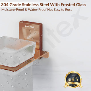 Plantex 304 Grade Stainless Steel Glass Tumbler Holder/Toothbrush Holder for Bathroom/Bathroom Accessories – Pack of 1 (Crystal, PVD Rose Gold)