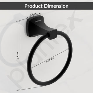 Plantex Space Aluminium Napkin Holder for Wash Basin/Towel Ring/Napkin Hanger/Towel Hanger/Bathroom Accessories (Black Powder Coated)