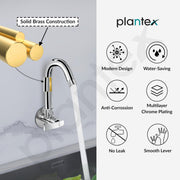 Plantex Kitchen Taps for Home Sink with Water Saving Aerator for Kitchen Tap/360Ãƒâ€šÃ‚Â° Swivel Spout Kitchen Sink Tap with Brass Wall Flange -(ZUR-1507-Chrome)