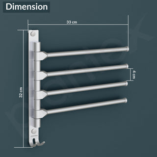 Plantex Aluminium 4-Arm Bathroom Swing Hanger Towel Rack/Holder for Bathroom/Towel Stand/Bathroom Accessories(Silver)
