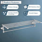 Plantex 304 Grade Stainless Steel Towel Rack for Bathroom/Towel Stand/Hanger/Bathroom Accessories - Niko (24 Inch-Chrome)