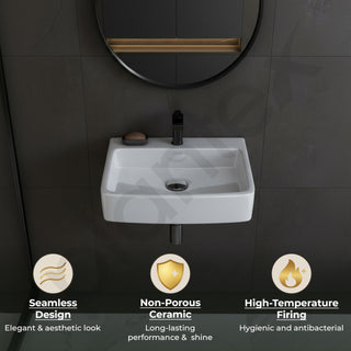 Plantex Ceramic Wall Hung Basin/Washbasin for Bathroom/Wall Mounted Wash Basin/Sink for Living Room (Bolton, White)